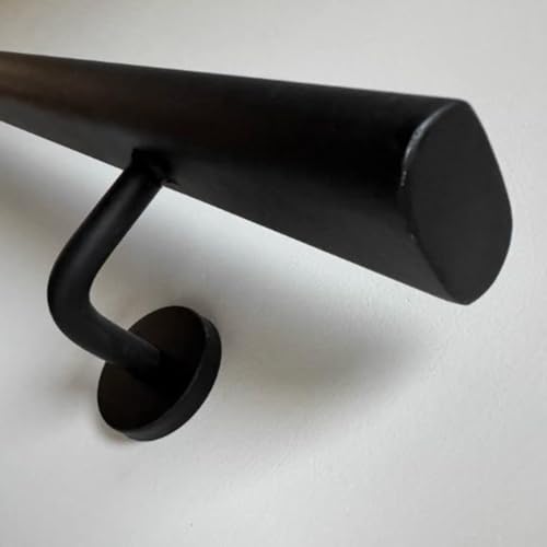 Rampe d'escalier en fer forgé noir de 120 cm avec support de sécurité mural - 5