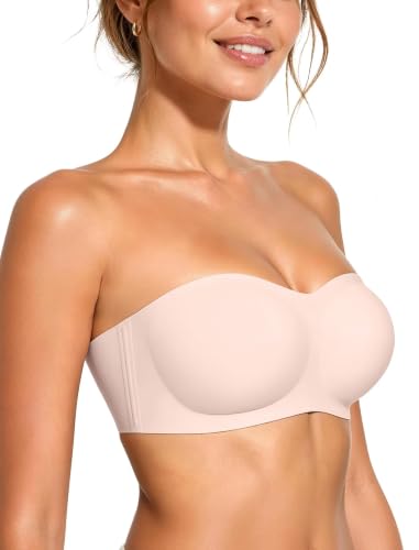 Image of Vertvie Womens Strapless Bra Jelly Push Up Seamless Bandeau Bra Wireless Non Slip Silicone Tube Top Bras Padded Bralette