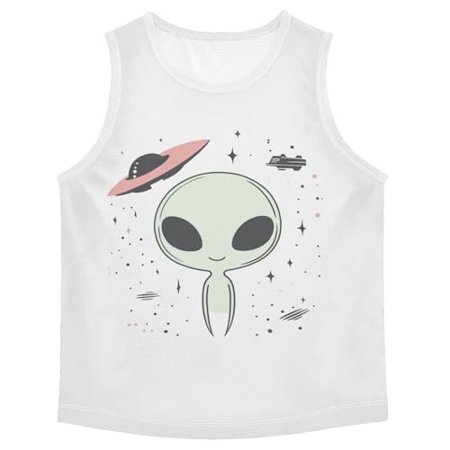 Boys Tank Top Shirts Alien and UFO Cartoon Sleeveless T-Shirts Crew Neck for Kids Clothing Children