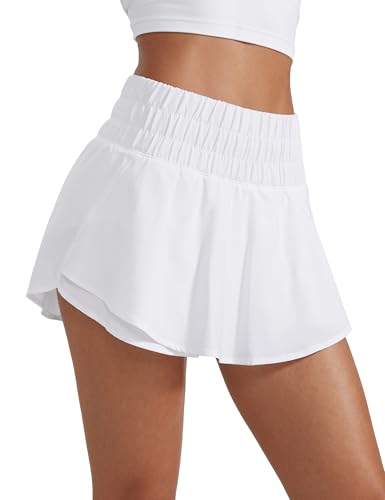 Image of CRZ YOGA Ruffle Skirt Overlay Athletic Shorts | High Waisted, Quick Dry, Lightweight, Flowy, A Zip Pocket, for Women