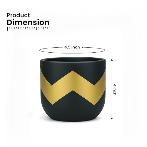 Image of Urban Plant Terracotta Pot - Trendy Planter for Modern Home & Garden Spaces (Nova Terracotta Pot - Black)