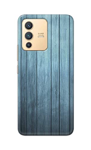 Image of Printed Hard Back Cover Case for Vivo V23 5G Back Cover (Wooden Blue) -1302
