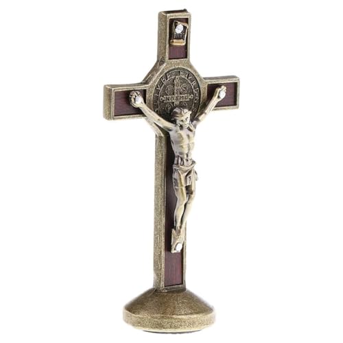 FUPWYKWH Figura De Cruz De Jesucristo, 1 Pieza De Crucifijo De Oración De Bronce For Coche, Hogar, Capilla, Decoración, Figuras, Manualidades