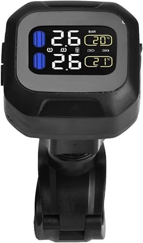 KSTE Capteur Pression Pneu, Moto Sans Fil TPMS Capteur de Pression des Pneus Moniteur Système avec 2 Capteurs Externes