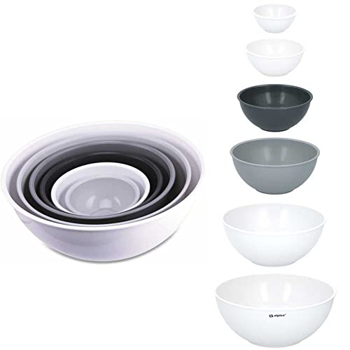 BAKAJI 6 x Ciotole Pasticceria per Mescolare Contenitori Preparazione Alimenti Dolci Cucina in Plastica Impilabili Capacità 0,25LT/0,6LT/1,15LT/2LT/3,35LT/5,25LT da Microonde Accessori Cucinare