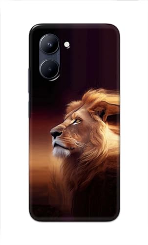 Image of PRINTFIDAA Printed Hard Back Cover Case for Realme C33 Back Cover (Danger Lion) -112
