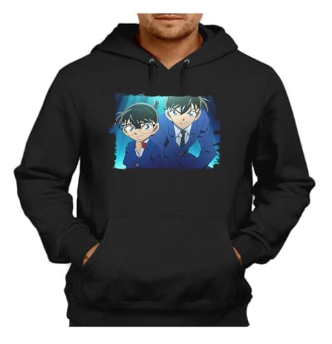 MERCHANDMANIA Sudadera Negra con Capucha Detective Conan Anime Serie Personajes...