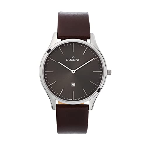 Preisvergleich Produktbild DUGENA Herren-Armbanduhr, 4461050, Plano, Quarz, schwarzes Zifferblatt, Edelstahlgehäuse, Saphirglas, Lederarmband, Dornschließe, 3 bar