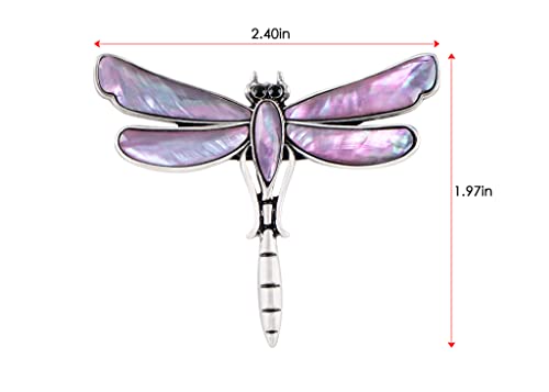 Image of Alilang Dragonfly Brooch Retro Silver Tone Abalone Shell Versatile Brooch Pin Accessories