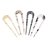 OFFIGAM 4個 簡約復古字型醋酸シートヘアピン レディースヘアアクセサリー 丸子頭やお団子ヘアに 気品あるデザインで日常やパーティーに適