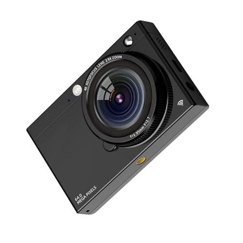 TFixol Appareil photo numérique CCD portable 4K WiFi Caméra vidéo numérique 64 MP 2,83 pouces Écran IPS Manuel/Auto Focus 28X Digital Flash intégré 80 Effets de filtre Anniversaire Festival Étudiants