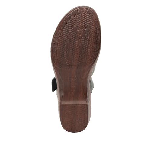 Alegria Womens Sydni Leather Open Back Slip-On Wedge Heel 5