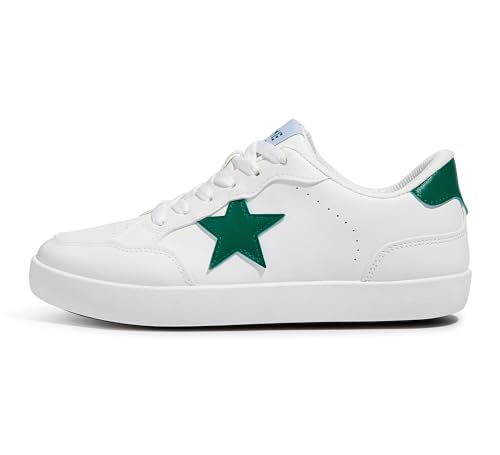 TIMEJOY Women's Fashion Star Sneakers,Glitter Sequins Lace-Up Low Top Shoes