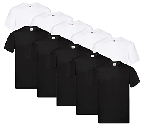 Lot de 10 t-shirts Fruit of the Loom taille L avec 5 blancs et 5 noirs