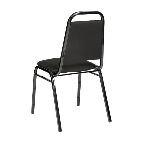Image of Flash Furniture 4 Pack Hercules Series Trapezoidal Back Stacking Banquet Chair in Black Fabric - Black Frame