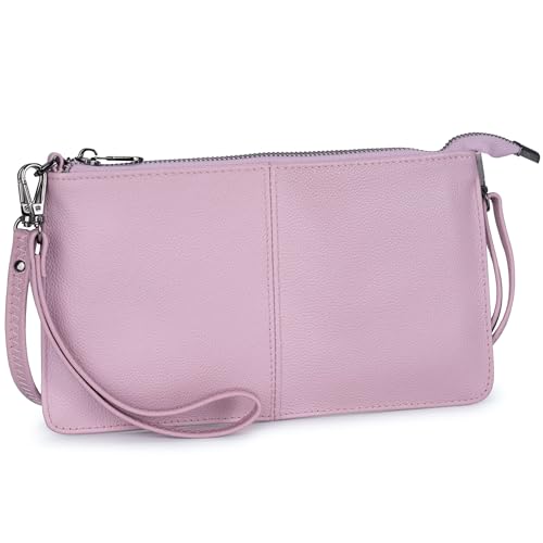 Image of Bveyzi Genuine Leather Wristlet Purses for Women, Envelope Clutch Wallet Small Crossbody Bags for Dressy Evening