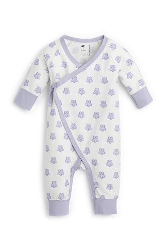 monica + andy Kimono Tie One Piece, Size 3-6 Months, Sweet Violets, 100% Organic Baby Clothes for Girls and Boys, Unisex Baby Romper, Sustainable Super Soft Fabric, Sizes For Preemie, Newborn & Infant