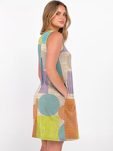 Image of ANRABESS Summer Dress for Women，V Neck Sleeveless Sundress，Loose Fit，Soft Travel Vacation Outfits，Cute Beach Cover Up Clothes