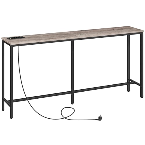 MAHANCRIS Konsolentisch mit Ladestation, 180 cm schmaler Sofatisch, industrieller Eingangstisch mit USB-Anschlüssen, Sofa-Beistelltisch für Eingang, Flur, Foyer, Wohnzimmer, Grau ACTHG18UE01 MAHANCRIS Konsolentisch mit Ladestation, 180 cm schmaler Sofatisch, industrieller Eingangstisch mit USB-Anschlüssen, Sofa-Beistelltisch für Eingang, Flur, Foyer, Wohnzimmer, Grau ACTHG18UE01