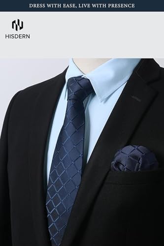 Image of HISDERN Mens Dress Shirt with Tie Pocket Square Set Classic Button Down Shirt Matching Tie Long Sleeve Shirts