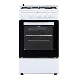 Aspes Cucina a gas butano, 4 zone di cottura, forno 55 l, bianco, AKG4501, controllo manuale, 2 programmi di cottura, vano bombola, vetro su porta a doppio strato, coperchio apribile