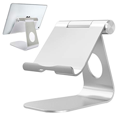 Comsoon Tablet Stand, Adjustable Tablet Holder, Cell Phone Stand , Desktop Charging Dock Stand Compatible with iPad Pro 9.7/10.5/12.9, for iPad Air Mini 4/3/2, Samsung Tabs, E-Reader (4-13”) - Silver