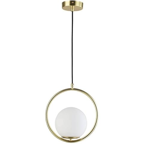 Lámpara Colgante Bola de Cristal Blanca con Soporte Dorado Cover