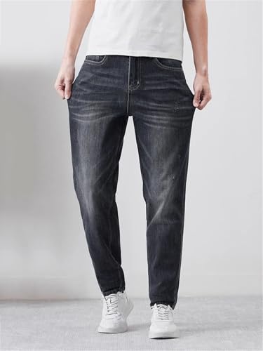 Men with Pockets Jeans Loose Tapered Pants Casual Vintage Denim Trousers2