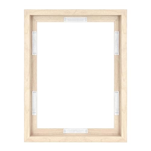 Image of MCS Canvas Float Frames 12x16 Frame, Natural Woodgrain for Finished Canvases, Vertical & Horizontal Wall Hanging with Adhesive for Canvas Paintings (1-Pack)