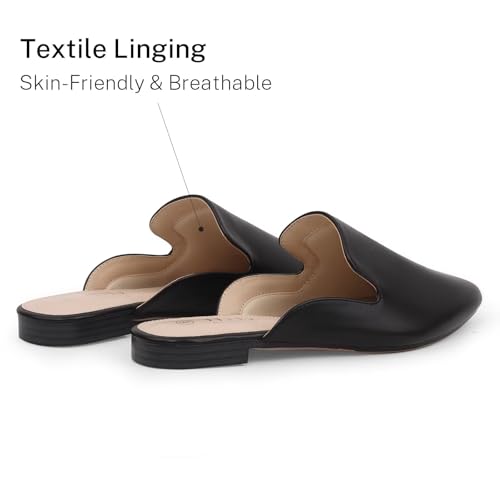 Image of MUSSHOE Women's Pointed Toe Mule Flats: Comfortable Lightweight Slip On Backless Loafers with Memory Foam for Office Work & Dressy Casual Wear