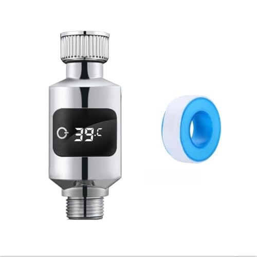 Medidor digital LED de temperatura de ducha con sensor de termistor, conexión estándar de 1/2 pulgada, carcasa impermeable para instalación de baño