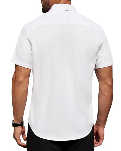 Image of Alimens & Gentle Men's Short Sleeve Dress Shirts Wrinkle Free Untucked Casual Button Down Shirt