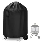 POMER Patio Bonfire Fireplace Cover, Round Fire Pit Cover for 28 Inch Outdoor Fireplace Waterproof Heatwave Fire Bowl Cover - 28' D x 46' H