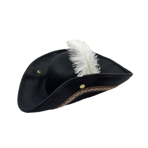 UxicRuya Sombrero Pirata novedoso con Plumas, Sombrero de de Tres para Halloween, Cosplay