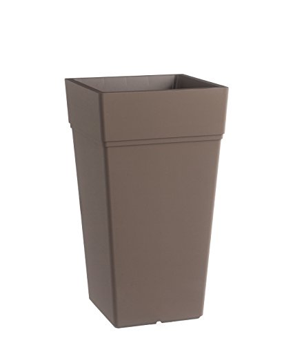 Teraplast Stalk Altezza 65cm - Vaso Alto Da Esterno E Da Interno In Plastica Opaca, Colore Bruno, 100% Riciclabile Con Riserva D'Acqua. Portavaso Alto A Base Circolare.