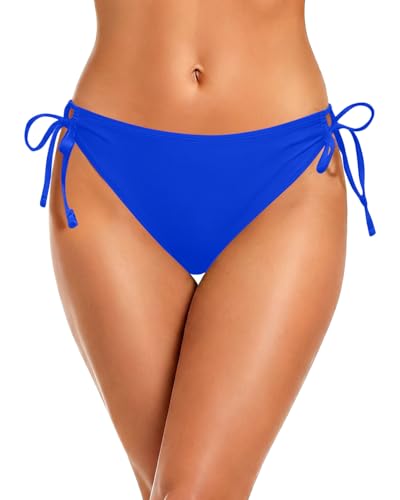 Image of Zmart String Tie Side Bikini Bottoms - Women Full Coverage Swimsuit Bottom Mid Rise Mid Waist Swim Bathing Suit Bottom