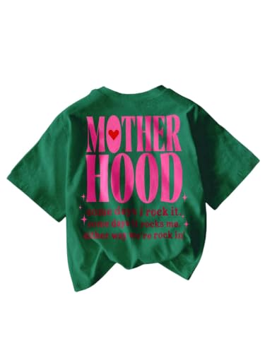Image of RoseSeek Women's Graphic Letter Tee Crew Neck Trendy Summer Vintage T Shirt