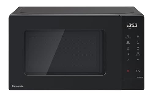 Panasonic NN-ST22QBBPQ 20L Solo Microwave Oven with Glass Tray 800W Auto Defrost 8 Auto Programmes LED Display 5 Power Settings Digital Timer Black
