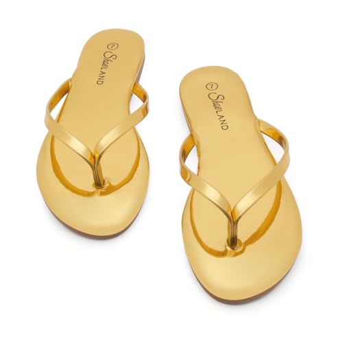 Image of Shoe Land Thong Flip Flops for Women, Memory Foam Flat Sandals, Lightweight Summer Slides, Non Slip Comfort Sandals for Beach, Travel and Everyday Wear