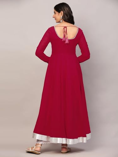 Image of KZA Women's Georgette Hand Embroidered Flared Anarkali Suit for Women | Full Sleeves Flare Anarkali Dress for Woman | Ethnic Flared Anarkali Kurta for Women