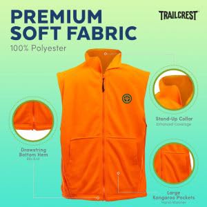 TrailCrest by Treel Men's Fleece Safety Blaze Orange High Visibility Hunting Vest3
