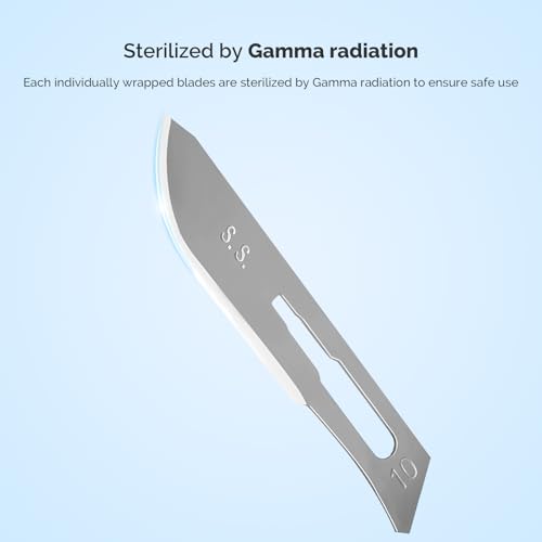 Image of JMU 100pcs Sterile Surgical Blades #10, Stainless Steel Scalpel Blades, Individually Foil Wrapped