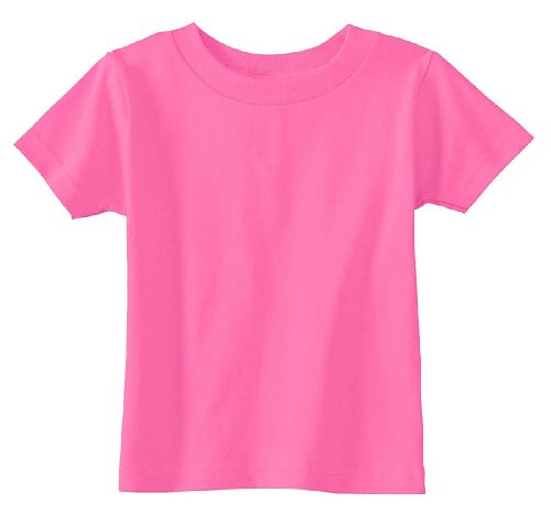 RABBIT SKINS Infant Comfort Ribbed Crewneck Jersey T-Shirt, Raspberry, 24 Months