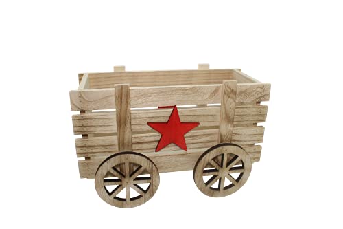 carretto Legno Colore Naturale cm 30 x 20 x 15 Modelli Assortiti Ottima Decorazione per allestimento Scena Villaggio Babbo Natale o vetrine Negozi