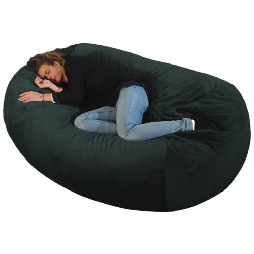 bananair - Puff Gigante XXL con Relleno de Espuma Incluído - Cómodo, Suave y Espacioso - Funda Desenfundable y Lavable - Bean Bag, Puff Cama Ideal para Relajarse (160 x 90 x 60 cm, Negro)
