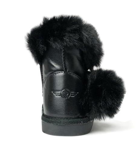 Image of REDVOLUTION Kids Boots Toddler Girls Cute Butterfly Bow | PomPom PU leather Boot (Toddler /Small Kid)