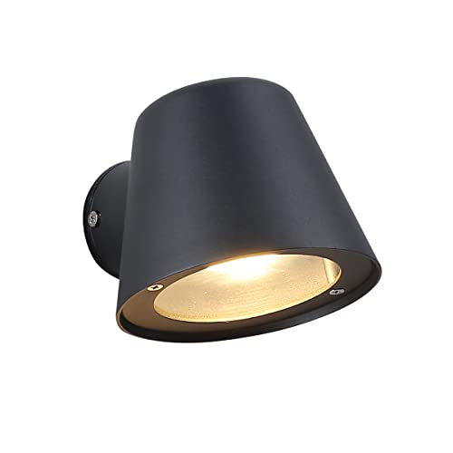 BarcelonaLED Applique Murale Extérieure Intérieur Spot IP44 Aluminium Noir Résistant Style Moderne avec Ampoule GU10 5W 2700K Blanc Chaud pour Patio Jardin