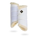 Kavallerie Dressage Horses Boots: Fleece-Lined Faux Leather Woof Brushing Boots for Training, Jumping, Riding, Eventing - Quick Wear for Breathable, Lightweight & Impact-Absorbing Wrap - Large Size