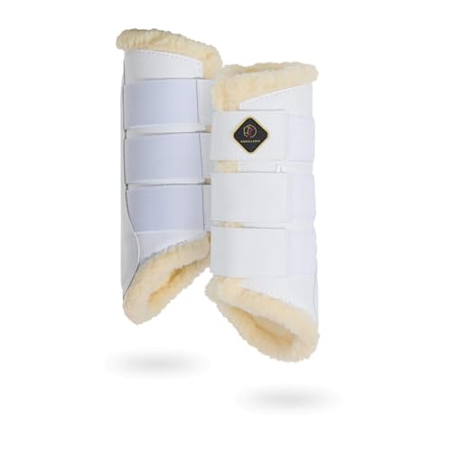 Kavallerie Dressage Horses Boots: Fleece-Lined Faux Leather Woof Brushing Boots for Training, Jumping, Riding, Eventing - Quick Wear for Breathable, Lightweight & Impact-Absorbing Wrap - Large Size