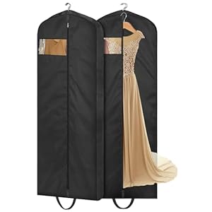 MISSLO Bolsas de ropa de viaje de 65 pulgadas de largo para colgar ropa, funda de vestido de boda, protector de ropa impermeable para almacenamiento de armario, 2 paquetes para vestidos, esmoquin